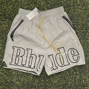 Rhude Silver Reflective Athletic Shorts Size Large